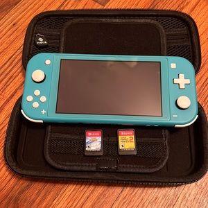 Nintendo switch, hand held (travel) travel case plus 2 games, Mario & Sonic.